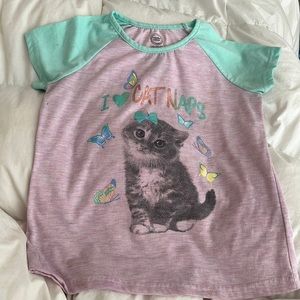 Wonder nation girls i love ❤️ cat naps t shirt pajama size 10/12 L/G